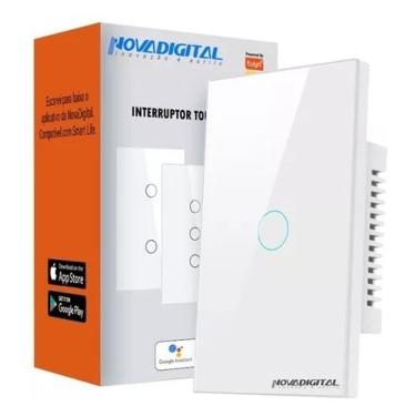 Imagem de Interruptor Inteligente ZigBee 1 Botão Touch Compatível Alexa Tuya Smart Life NovaDigital Branco