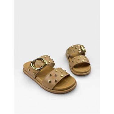 Imagem de Papete Feminina Af Com Tachas E Fivela Bege - ANA FLOR, Bege, 36