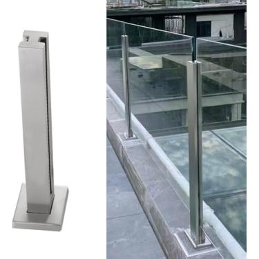 Imagem de Poste de corrimão de deck prateado para vidro/plástico/painel de madeira 10/12 mm, poste de balaustrada de vidro de aço inoxidável para varanda/escadas de corredor/loft de plataforma externa