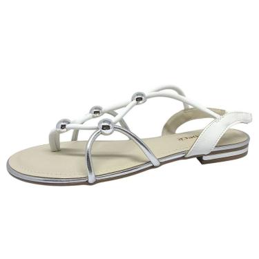 Imagem de Sandalia Feminina Rasteira Confortavel Peças Douradas Bebecê