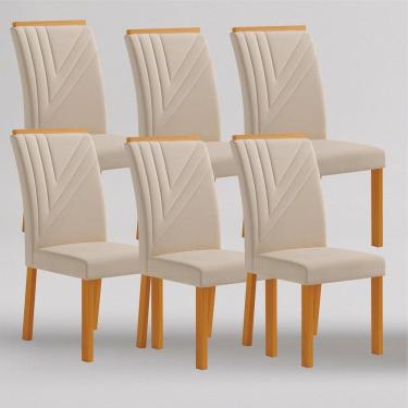 Imagem de Conjunto 6 Cadeiras de Jantar em Mdf Miami Yescasa Freijó/Palha