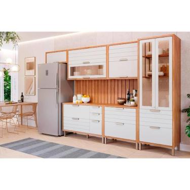 Imagem de Cozinha Completa Eloise 12 Portas 6 Gavetas MDF 120cm Off White Cinamomo 8 Módulos