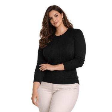 Imagem de Suéter Tricô Feminino City Lady by Facinelli Plus Size 658140 Preto-Feminino