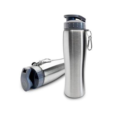 Imagem de Garrafa Squeeze 750ml Academia Aço Inox C/ Bico E Mosquetão - - ARKZ S