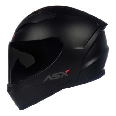 Imagem de Capacete Para Moto Integral Asx City Solid Preto Fosco Viseira Cristal