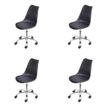 Imagem de Kit 4 Cadeiras Eames Saarinen Joly Polipropileno Assento Estofado PU P