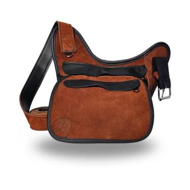 Imagem de Pochete Tiracolo em Couro Telha com Preto - MB Confecções