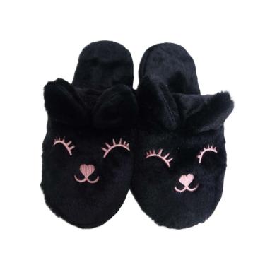 Imagem de Pantufa Feminina Gato Preta Basic+ Nº 35/36