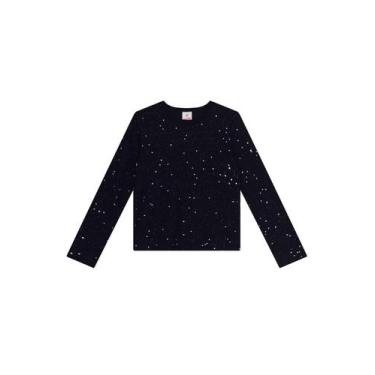 Imagem de Blusa infantil menina em cotton com brilho Brandili, Preto, 14