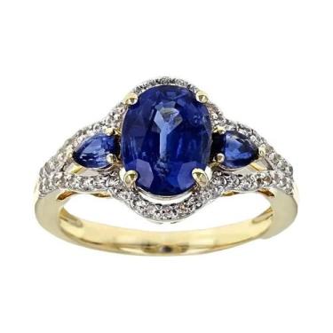 Imagem de Anel De Safira Azul Esmeralda Com Cravação Em Prata Para Mulheres, Joi