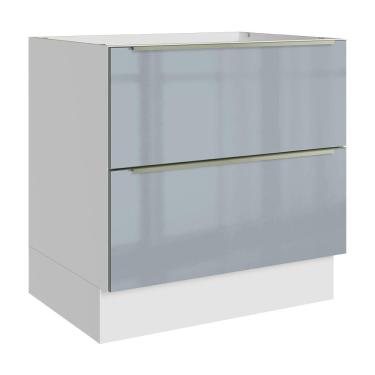 Imagem de Balcão de Cozinha 80 cm 2 Gavetas (Sem Tampo) Branco/Cinza Lux Madesa