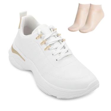 Imagem de Tênis Casual Ramarim e Meia RM25-257, 38, Branco, Dourado
