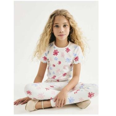 Imagem de Hering Kids Blusa Manga Curta Ribana Branca, 06, Branco