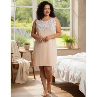 Imagem de Camisola Senhora Regata Pala C/estampa Plus Size Nº 50 Ao 54 - Formosa