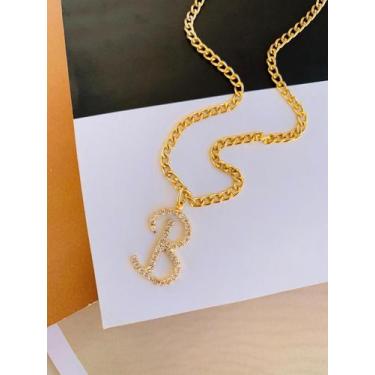 Imagem de Colares banhados a Ouro colar com Inicial de Strass - Dondocas.Bijus