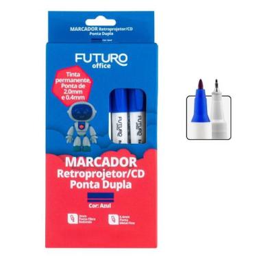 Imagem de 10 Caneta Retroprojetor Marcador Permanente Ponta Dupla 0,4mm 2.0mm - 