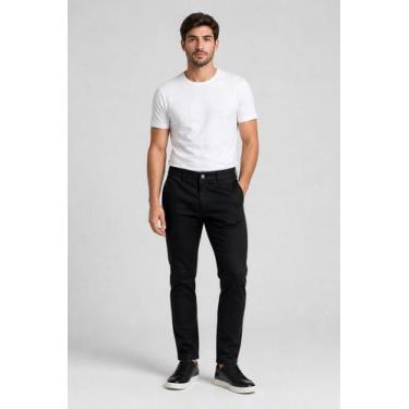 Imagem de Calça Masculina Sarja Ogochi Casual Slim Esporte Fino Preta, Preto 000