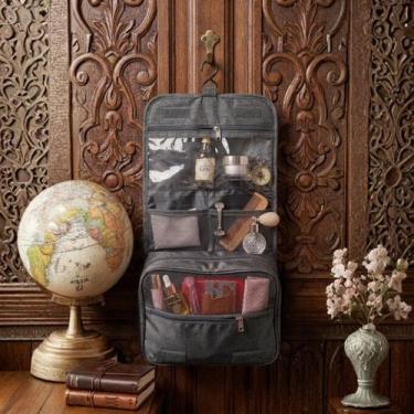 Imagem de Necessaire Gancho Oganizadora Viagem Divisórias Pendurar Cinza Lisa - 