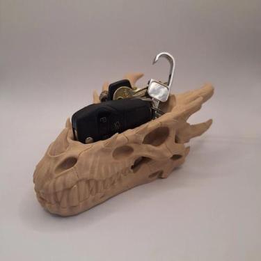 Imagem de Porta Trecos Caveira Dragão Objetos Chaves Decorativo Skull, Dragao