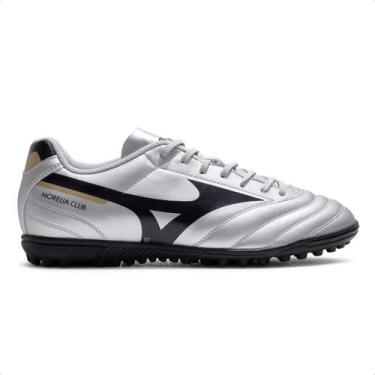 Imagem de Chuteira Society Mizuno Morelia Club As Masculina, 39, Prata, Preto