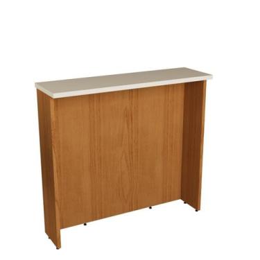 Imagem de Bancada para Cozinha Ilha 120cm Cozinha Milão Branco/Freijó Rocks/Cinz