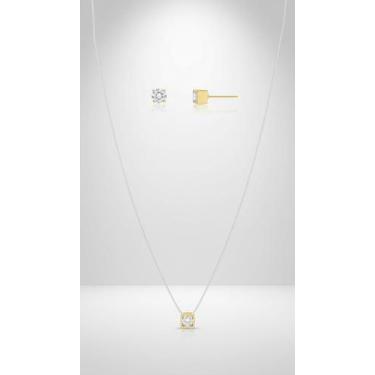 Imagem de Conjunto Colar e Brinco Ponto Luz Ouro 18k - Congratulations Store