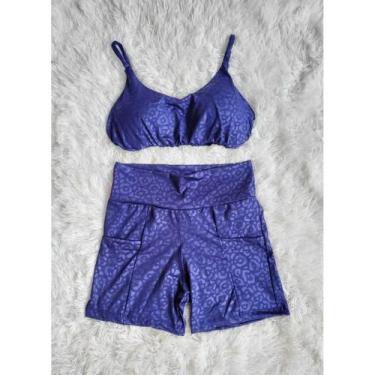 Imagem de Short Com Bolso e Top com bojo Conjunto Academia Fitness - PIJAMAS VIÇ