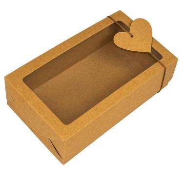 Imagem de Caixa Para Presente Kraft bombom doce 22x10x7 Visor 20 Uni - Salvo Emb