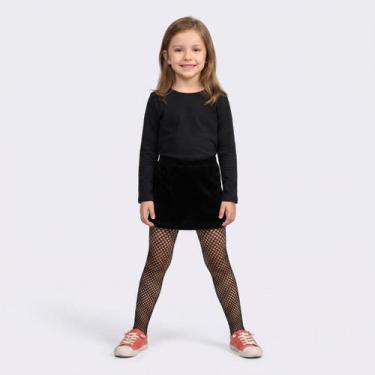 Imagem de Meia Calça Infantil Menina Arrastão Selene, Preto, M
