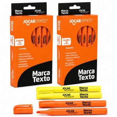 Imagem de 2 Caixas de Marca Texto 12 Canetas Laranja + 12 Canetas Amarela - Joca