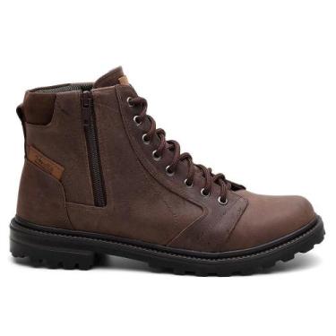 Imagem de Bota Coturno Masculina Couro Venetto Zíper Cadarço Casual, 40, Marrom