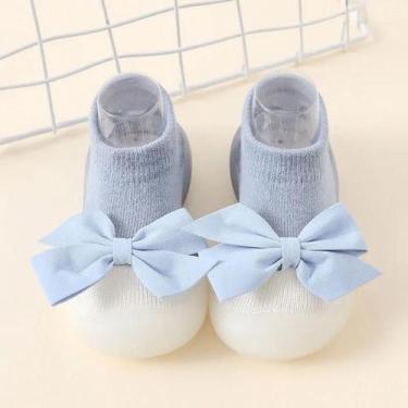 Imagem de Sapatos De Bebê Respiráveis E Antiderrapantes Em Algodão Cardado, Meia
