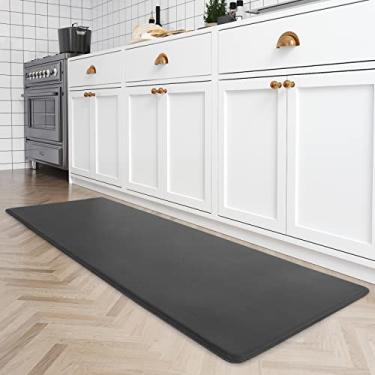 Imagem de Tapetes de cozinha para piso antifadiga, tapete de cozinha 1,27 cm de espessura, suporte extra antiderrapante preto
