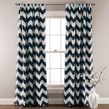 Imagem de Lush Decor, Par de cortinas blackout, preto chevron | Escurecimento de ambiente, cortinas com eficiência energética 213 x 52 conjunto 213 x 132 cm