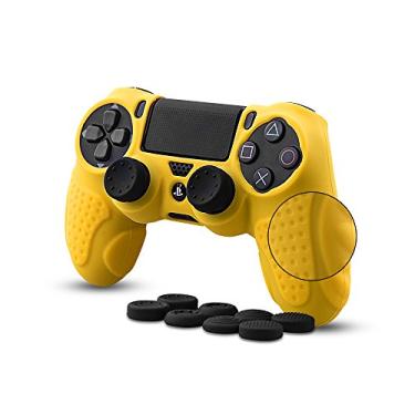 Imagem de CHINFAI PS4 Controller DualShock4 Skin Grip Anti-Slip Silicone Cover Protector Case for Sony PS4/PS4 Slim/PS4 Pro Controller with 8 Thumb Grips (Yellow)