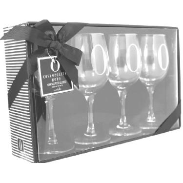 Imagem de Cosmopolitan Home by Mud Pie, conjunto de 4, copos de vinho com haste de 355 ml com monograma