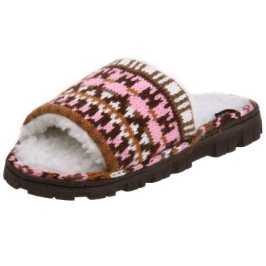 Imagem de MUK LUKS Fairisle Chinelo de malha Muk Luk Scuff, rosa, Small (US Women's 5-6 M)
