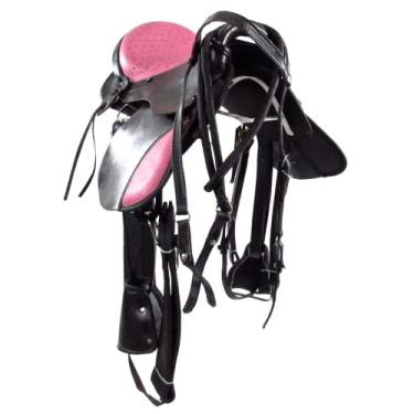 Imagem de Sela Australiana Preta e Rosa Infantil Luxo 12 Polegadas