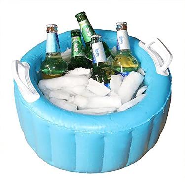 Imagem de Yajun Balde de gelo inflável de cerveja para piscina de verão, refrigerador para bebidas, água ao ar livre, artigos de festa, mantenha bebidas e alimentos frios, azul