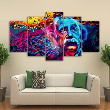 Imagem de Quadro Decorativo Albert Einstein 5 peças em tecido 1