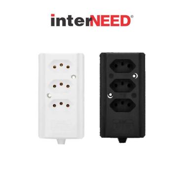 Imagem de Tomada Barra Tripla 2 Polos + T BIAMPER Preta Interneed