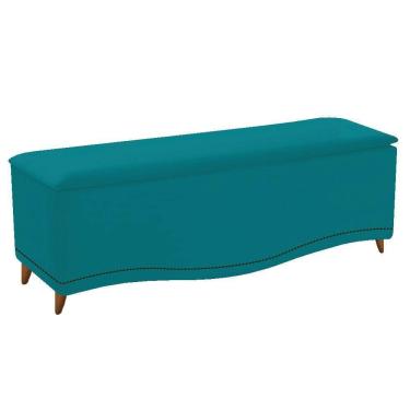 Imagem de Calçadeira Estofada 195 Cm King Size Suede Azul Turquesa
