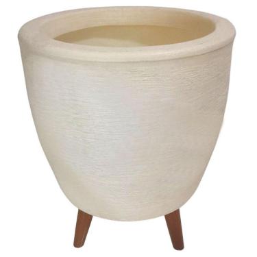 Imagem de Vaso Para Flores 20Cm Com Tripé De Madeira Plantas Azul