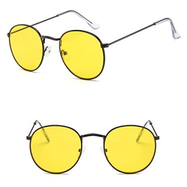 Imagem de Óculos de sol ovais retrô feminino/homem designer vintage pequeno preto vermelho amarelo tons óculos de sol óculos de sol,c4,liga