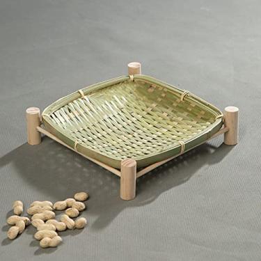 Imagem de Bandeja de servir de 30 cm de vime, tecido à mão, bandeja de armazenamento, cesta redonda, pão, bolo de frutas, bandeja de servir, A