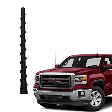 Imagem de AMFRNE — Caminhões de reposição direta de 17,78 cm em espiral curtos AM/FM MAST preto para Chevy Silverado 1998-2020, GMC Sierra, GMC Sierra Denali tamanho grande e pesado