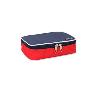 Imagem de Estojo Box LS Bolsas Azul com Vermelho e Branco com divisões Para Lápis e Canetas - EE2149