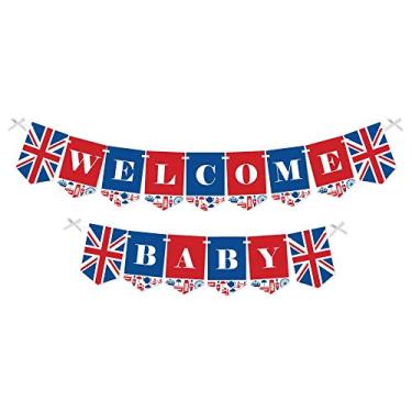 Imagem de Big Dot of Happiness Cheerio, London - British UK Baby Shower Bunting Banner - Party Decorations - Welcome Baby
