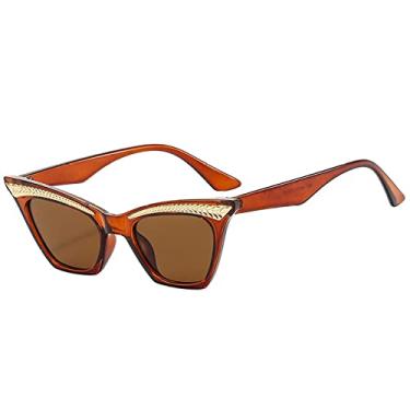 Imagem de Óculos de sol fashion olho de gato feminino masculino designer cor vintage metal decoração armação lente óculos de sol uv400, c3, tamanho único