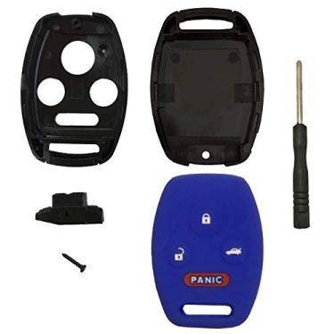 Imagem de J-ACCES, capa de chave Fob para Honda Accord Civic EX Pilot sem chave, chaveiro de substituição, com capa protetora de silicone e chave de fendaJ-ACCES azul J-KEYCOVER004DB